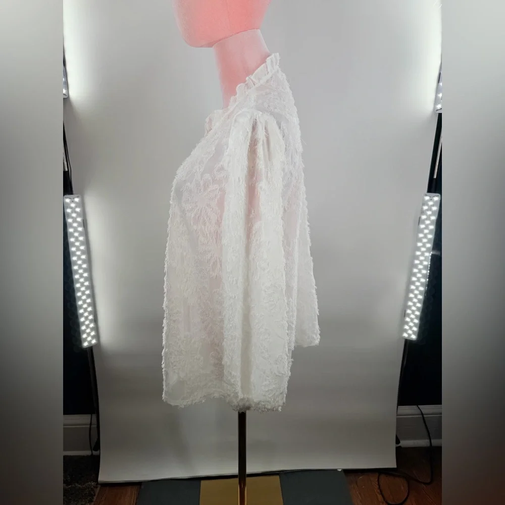 EUC SHEIN Fuzzy Bishop Sleeve Blouse